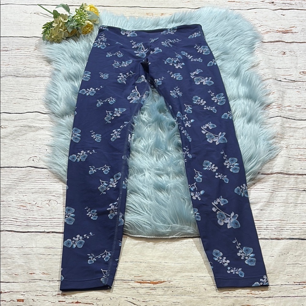 Lorna Jane Floral Blue Printed Full Length Leggings sz S